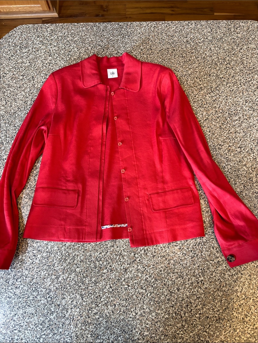 CAbi Women's Red Button-Front Blazer Jacket